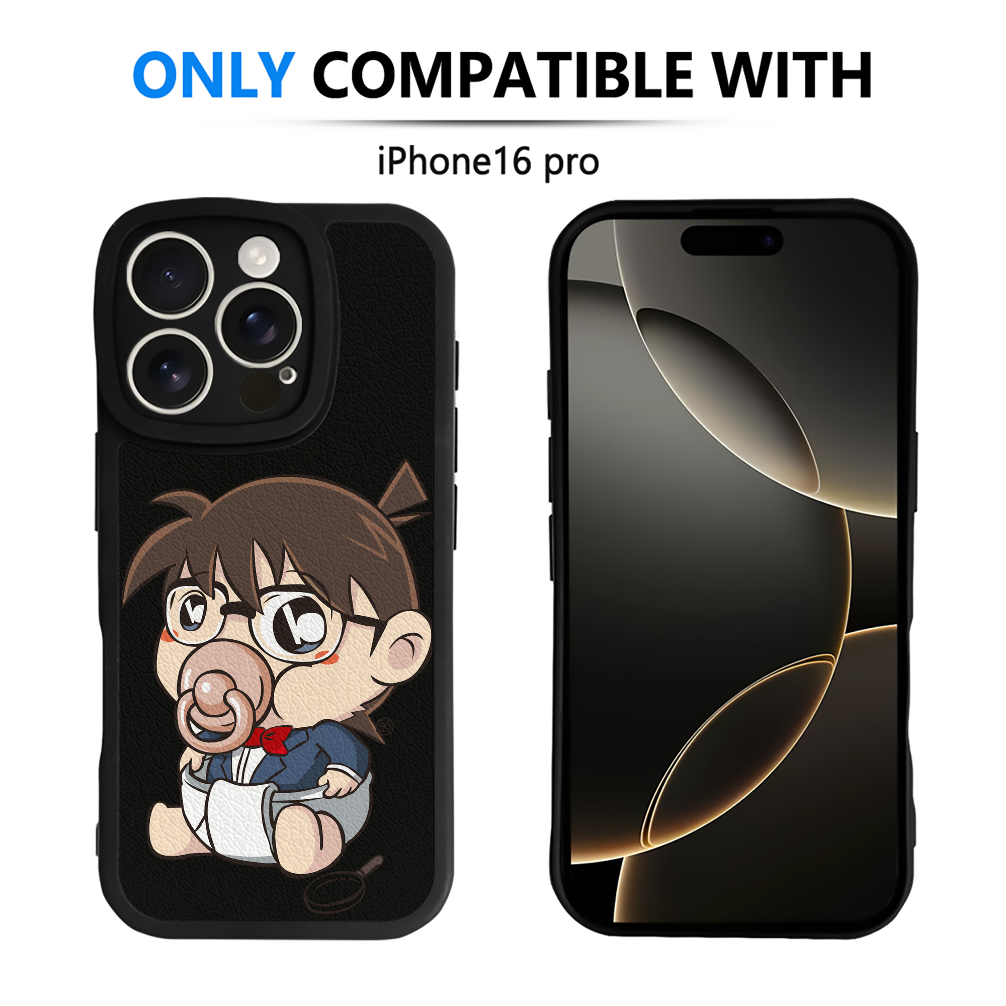 （画像用） 名探偵コナン 江戸川 コナン Detective Conan Conan Edogawa 【iPhone 16シリーズ対応】シリコンスマホケース（レザー調） 材質：シリコン